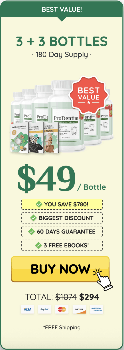 ProDentim 180 day supply 6 bottles package best value